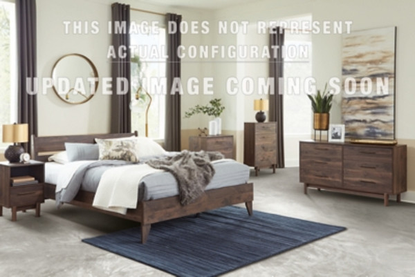 Ashley Calverson Mocha Full Platform Bed with Dresser and 2 Nightstands