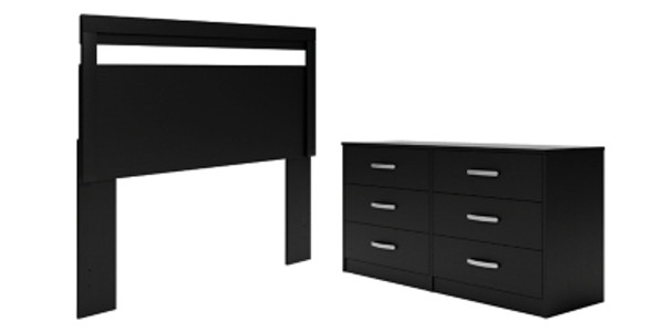 Ashley Finch Black Queen Panel Headboard with Dresser EB3392/157/231
