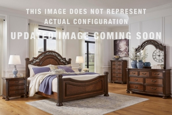 Ashley Lavinton Brown Queen Poster Bed with 2 Nightstands