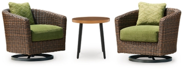 Ashley Horizon Hall Brown Green 2 Lounge Chairs with End Table P572/821(2)/706
