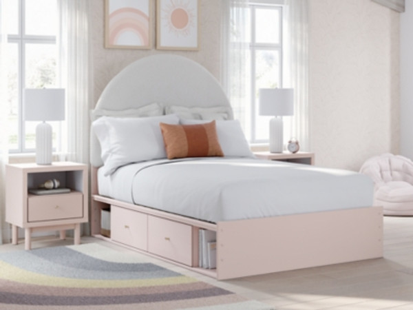Ashley Wistenpine Blush Full Upholstered Panel Bed with Storage B100/12/B1323/50(2)/84/87