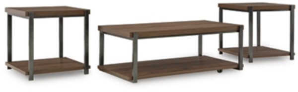 Ashley Trindwick Brown Gun Metal Table (Set of 3)