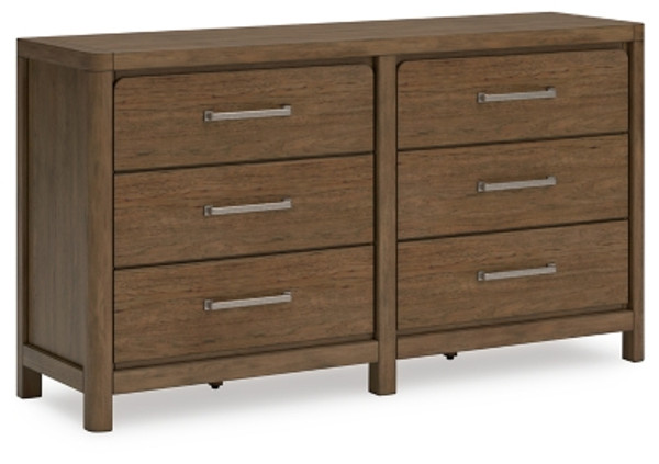 Ashley Cabalynn Light Brown Queen Upholstered Bed with Dresser and 2 Nightstands