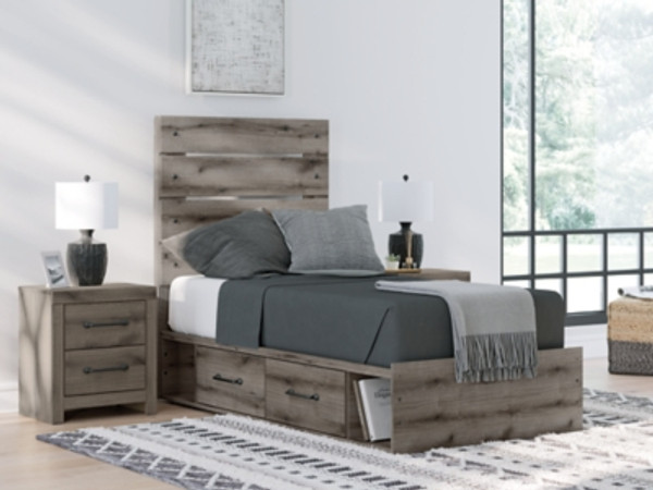 Ashley Urbanoore Brown Gray Twin Panel Bed with Storage