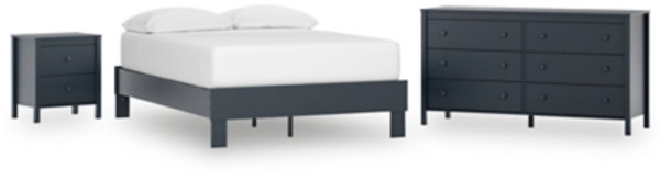 Ashley Simmenfort Navy Blue Full Platform Bed with Dresser and Nightstand