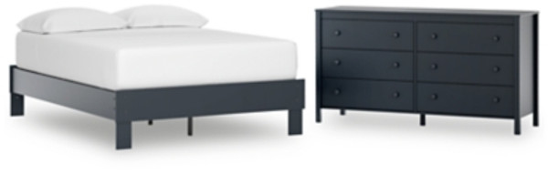 Ashley Simmenfort Navy Blue Full Platform Bed with Dresser
