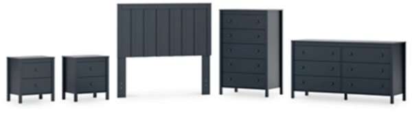Ashley Simmenfort Navy Blue Full Panel Headboard with Dresser, Chest and 2 Nightstands