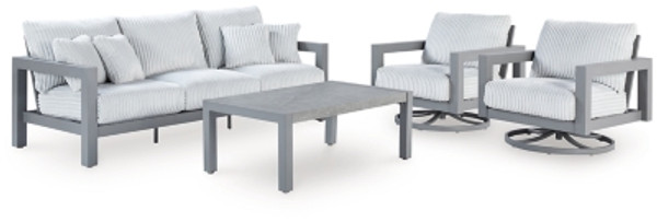 Ashley Moonlight View Gray Outdoor Sofa and 2 Chairs with Coffee Table