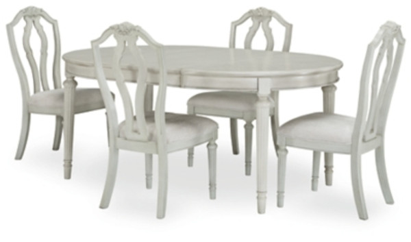 Benchcraft Montelaine Antique White Dining Table and 4 Chairs