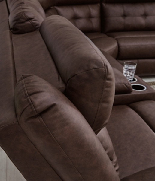 Ashley Punch Up Walnut 5-Piece Power Reclining Sectional