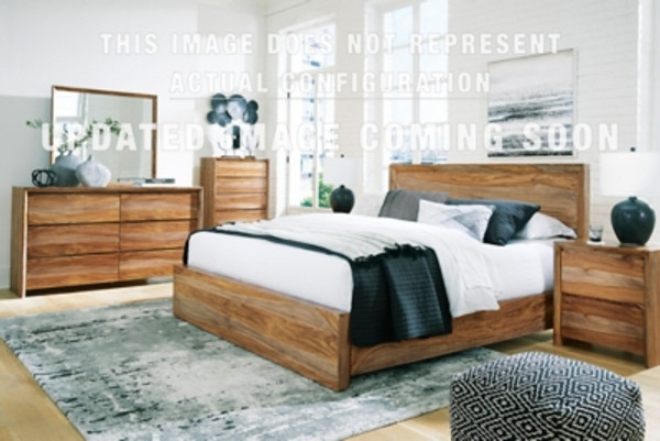 Ashley Dressonni Brown California King Panel Bed with Dresser and 2 Nightstands