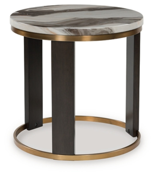 Ashley Jazmore Brown Brass Finish End Table