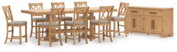 Ashley Havonplane Brown Counter Height Dining Table and 8 Barstools with Storage Ashley Havonplane Brown Counter Height Dining Table and 8 Barstools with Storage