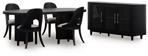 Ashley Rowanbeck Black Dining Table and 4 Chairs with Storage