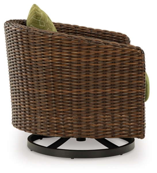 Ashley Horizon Hall Brown Green Outdoor Sofa with 2 Lounge Chairs