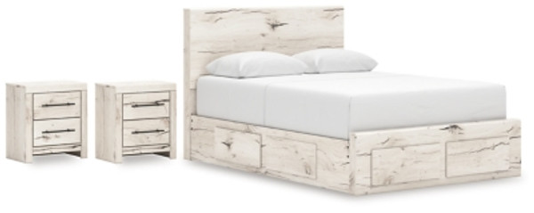 Ashley Lawroy Light Natural Queen Panel Storage Bed with 2 Nightstands Ashley Lawroy Light Natural Queen Panel Storage Bed with 2 Nightstands