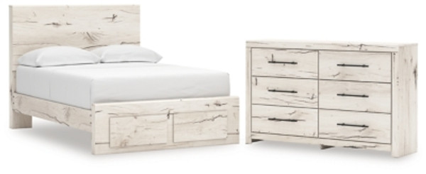 Ashley Lawroy Light Natural Full Panel Storage Bed with Dresser Ashley Lawroy Light Natural Full Panel Storage Bed with Dresser