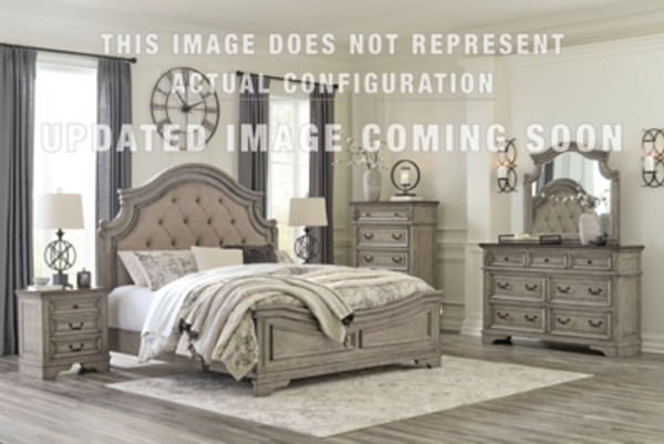 Ashley Lodenbay Antique Gray King Panel Bed with Mirrored Dresser