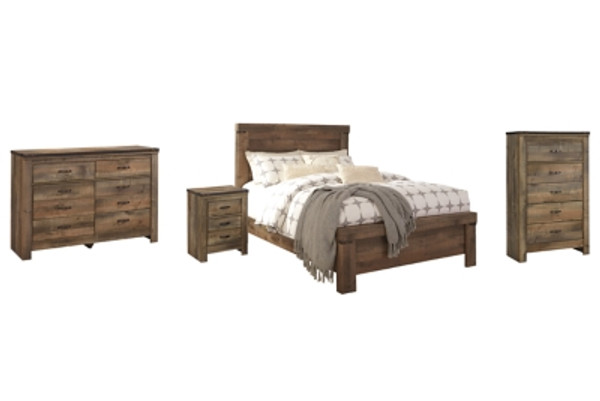 Ashley Trinell Brown Queen Panel Bed with Dresser, Chest and Nightstand