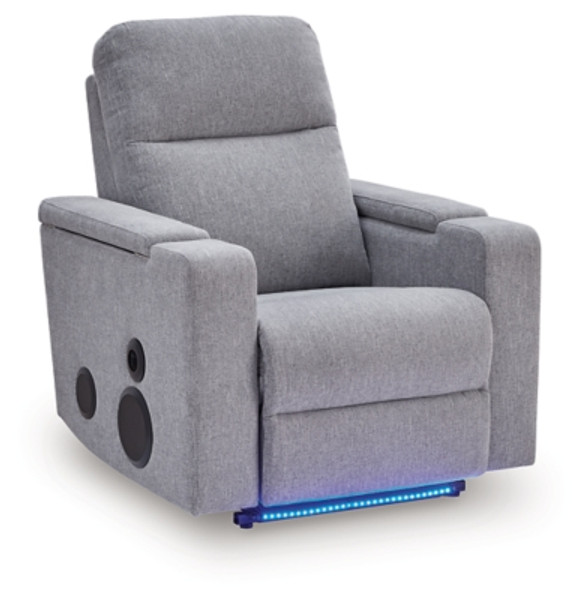 Ashley Landdin Pewter Power Glider Recliner with Audio System