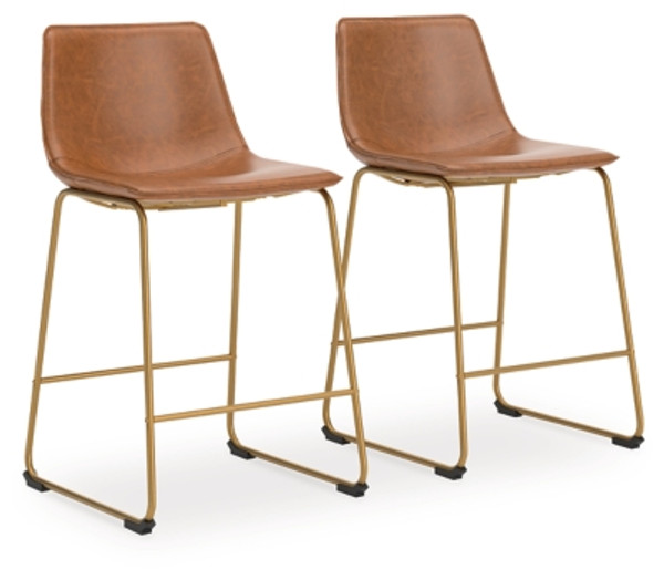 Ashley Crandox Toast Gold Counter Height Barstool (Set of 2)