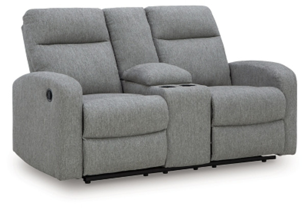 Ashley Moreau Place Sterling Reclining Loveseat with Console