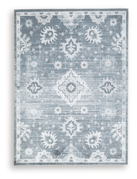 Ashley Avanworths Blue Gray Ivory Washable 5'3" x 7' Area Rug