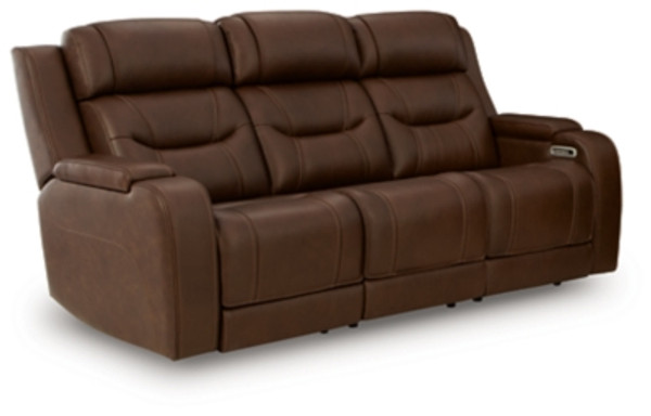 Ashley Dreamer Brown Power Reclining Sofa with Audio Seating