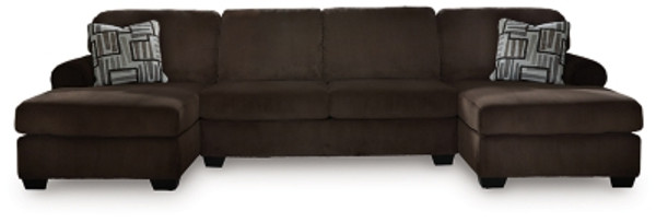 Ashley Landsings Chocolate 3-Piece Sectional with Double Chaise