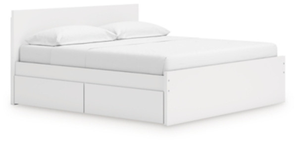 Ashley Onita White King Panel Platform Bed with 2 Side Storage