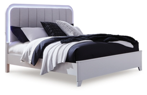 Ashley Frostlyn White Queen Upholstered Panel Bed