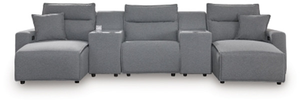Ashley ModMax II Salt and Pepper 5-Piece Power Reclining Sectional with Chaise 65906/46/57(2)/79/97