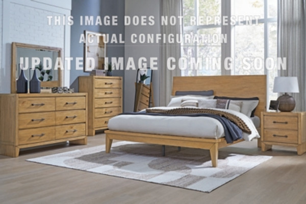 Ashley Sherbana Light Brown Queen Panel Bed with Mirrored Dresser