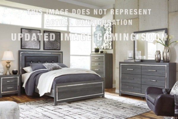 Ashley Lodanna Gray King Panel Bed with Dresser and Nightstand