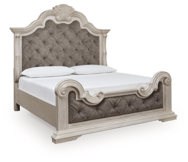 Ashley Andonhall Antique White California King Upholstered Panel Bed