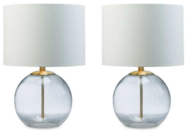 Ashley Samder Clear Brass Finish 2-Piece Table Lamp Set