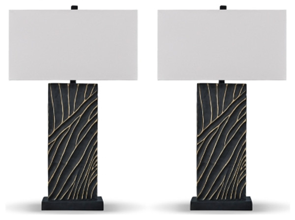 Ashley Bartlen Black Gold Finish 2-Piece Table Lamp Set