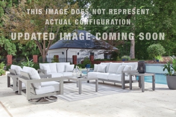 Ashley Moonlight View Gray Outdoor Sofa and Loveseat with Coffee Table