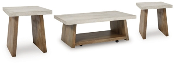 Ashley Brendalhouse Light Brown Coffee Table with 2 End Tables