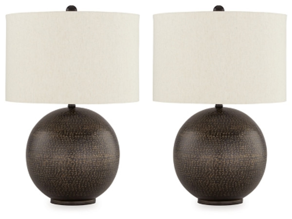 Ashley Hambell Black Gold Finish 2-Piece Table Lamp Set