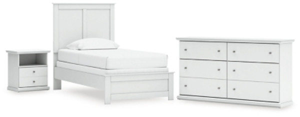Ashley Bostwick Shoals White Twin Panel Bed with Dresser and Nightstand