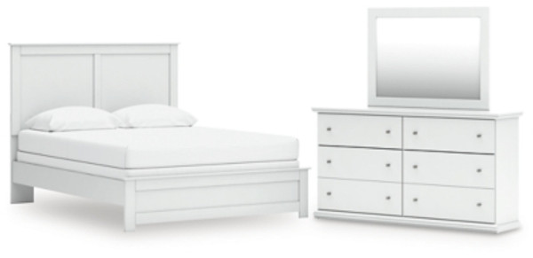 Ashley Bostwick Shoals White Queen Panel Bed with Mirrored Dresser