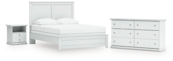 Ashley Bostwick Shoals White Queen Panel Bed with Dresser and Nightstand