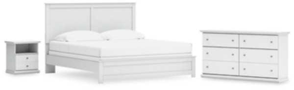 Ashley Bostwick Shoals White King Panel Bed with Dresser and Nightstand