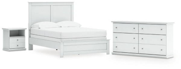 Ashley Bostwick Shoals White Full Panel Bed with Dresser and Nightstand