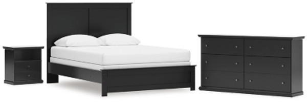 Ashley Maribel Black Queen Panel Bed with Dresser and Nightstand