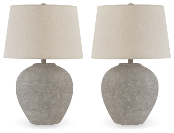 Ashley Dreward Distressed Gray 2-Piece Table Lamp Set