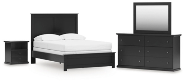 Ashley Maribel Black Full Panel Bed with Mirrored Dresser and Nightstand