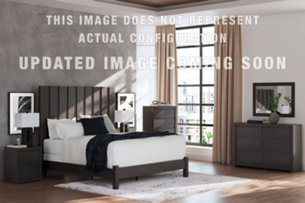 Ashley Parlayon Charcoal Queen Panel Storage Bed with Mirrored Dresser, Chest and Nightstand