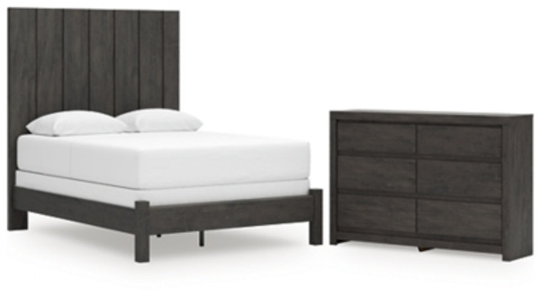 Ashley Parlayon Charcoal Queen Panel Bed with Dresser